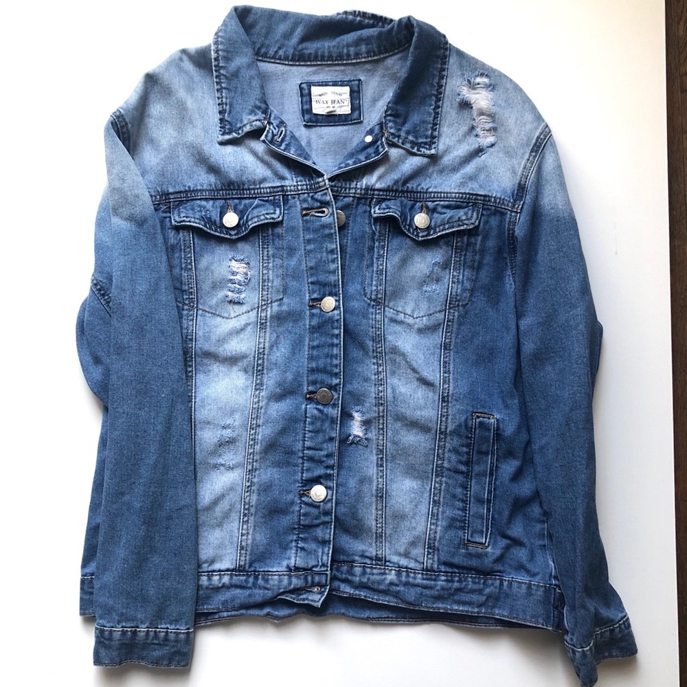 Distressed denim jacket